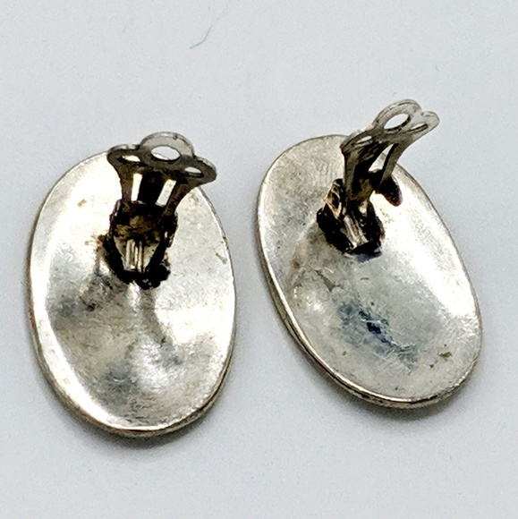 Vintage Abalone Shell Earrings Inlaid Clip On - Picture 4 of 5